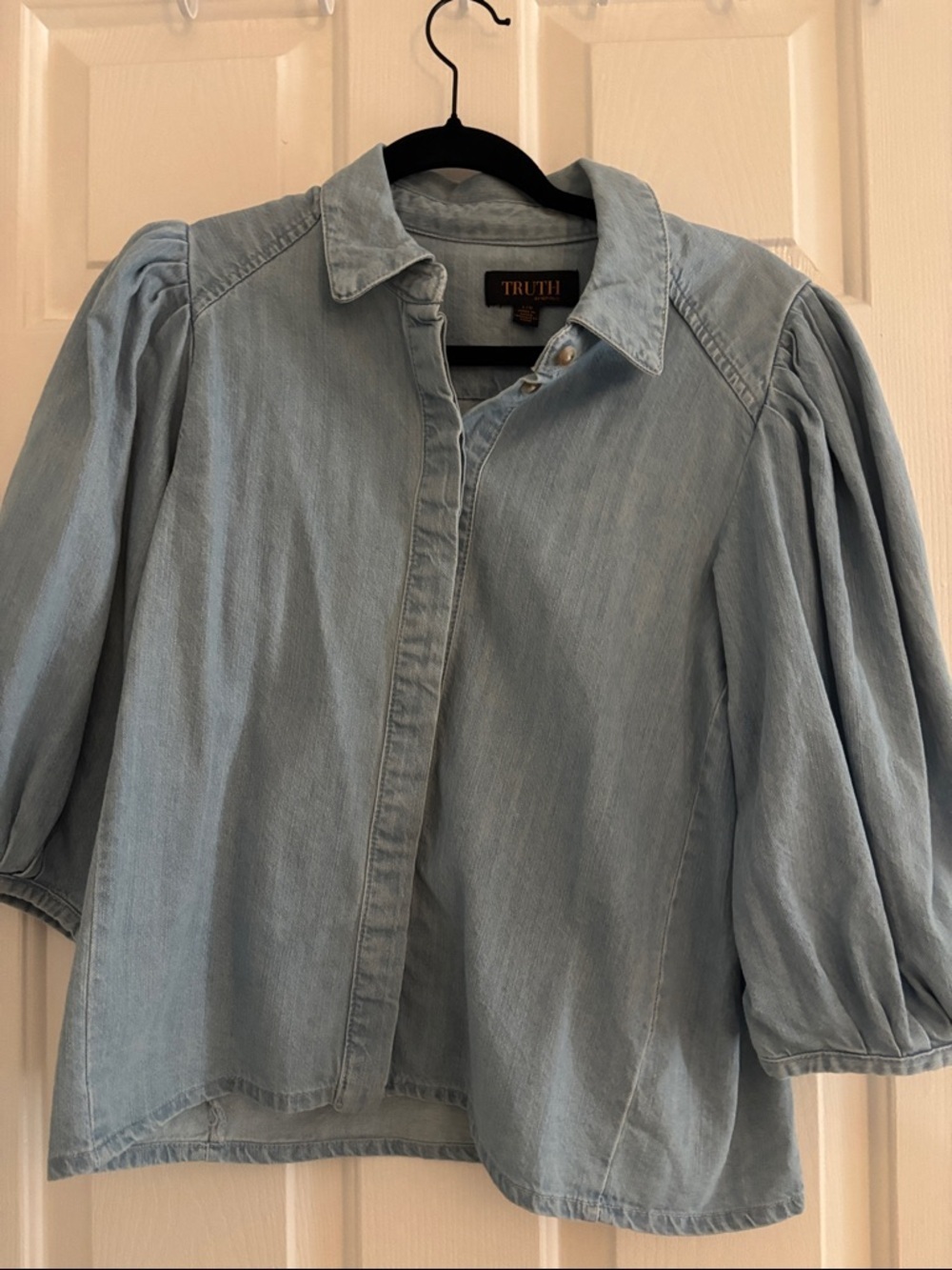 Truth Light Blue Denim Puff Sleeve Shirt